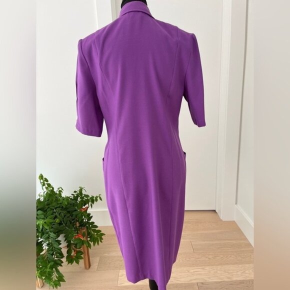 V.I.Petites Vintage Double Breasted Purple Midi Dress Retro 80 S 90 S Canada - Picture 2 of 13